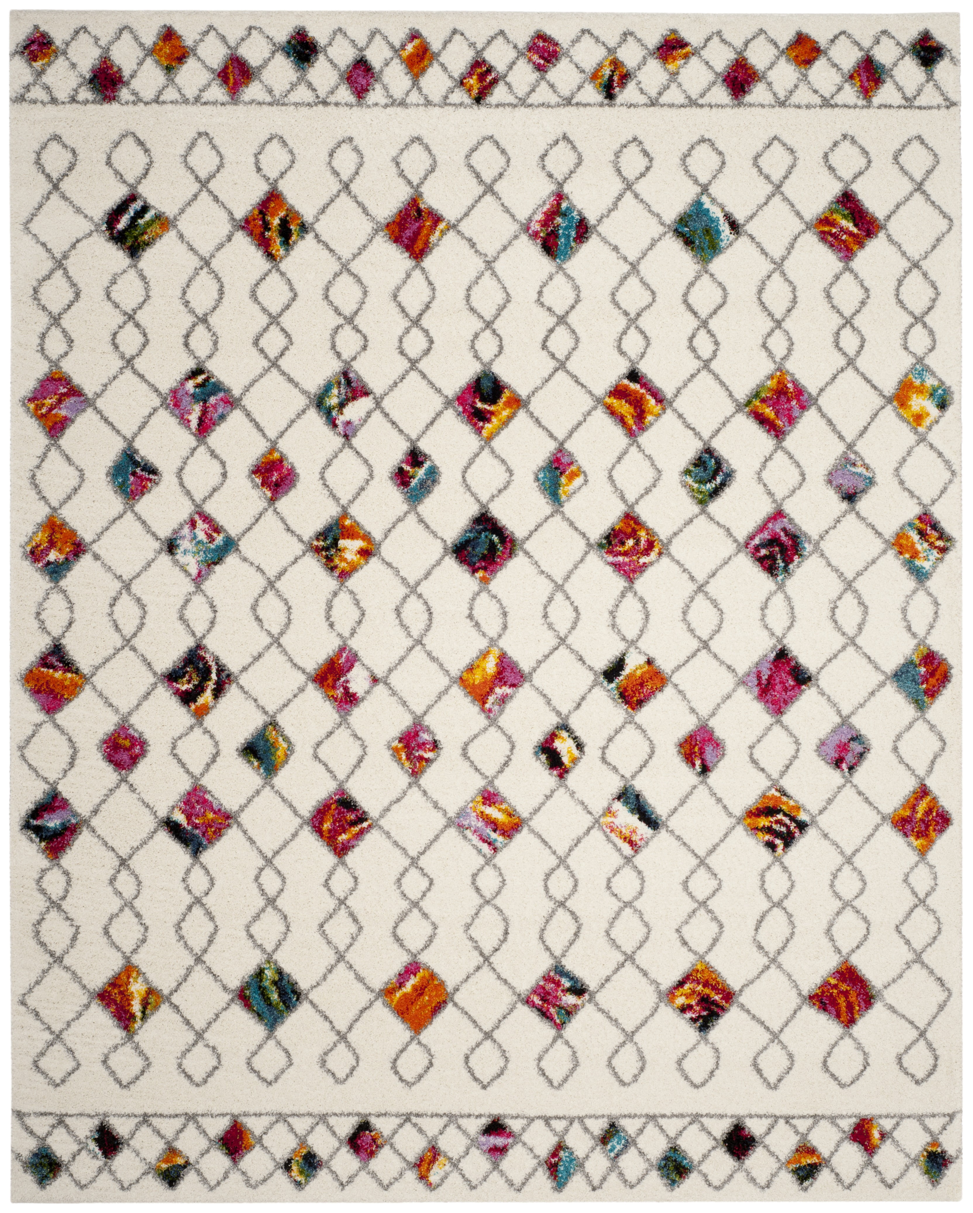 Safavieh Fiesta Azura Geometric Shag Area Rug, Cream/Multi, 9' x 12'