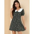 thumbnail image 4 of INSPIRE CHIC Junior's Peter Pan Collar Short Sleeve Floral Mini Dress, 4 of 6