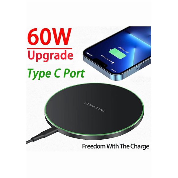 50W Aluminum Alloy Desktop Wireless Charger - Fast Charging Disc for Mobile Phones, Sleek Round Design Wireless Charging Pad for Desk Use