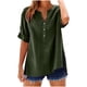 thumbnail image 1 of Vestidos Casuales Para Mujer, Blusas De Mujer De Moda Blusa de moda para mujer, de lino sintético y color liso, con cuello en V, manga corta, botones en el bajo y abertura., 1 of 7