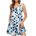 thumbnail image 4 of Summer Floral Print Sleeveless Dress for Women Scoop Neck A-Line Casual Tank Dresses Beach Vacation Sundress, 4 of 4