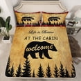 thumbnail image 2 of Homewish Wild Animal Bear Twin Sheet Sets,Country Farmhouse Cabin Twin Fitted Sheet,Black Brown Flat Sheet For Men Women,Ultra Soft Home Decor,3 Pieces, 2 of 7