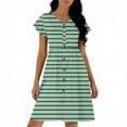 thumbnail image 5 of BUIGTTKLOP Dresses for Women 2026 Summer Casual Knee-Length Dress V-Neck Ruffle Sleeves Striped Front Button down Dresses with Pockets, 5 of 6