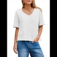 thumbnail image 2 of Camisetas de Verano con Cuello en V para Mujer, Blusas Casuales de Corta, Holgadas y Básicas. XXL, 2 of 9