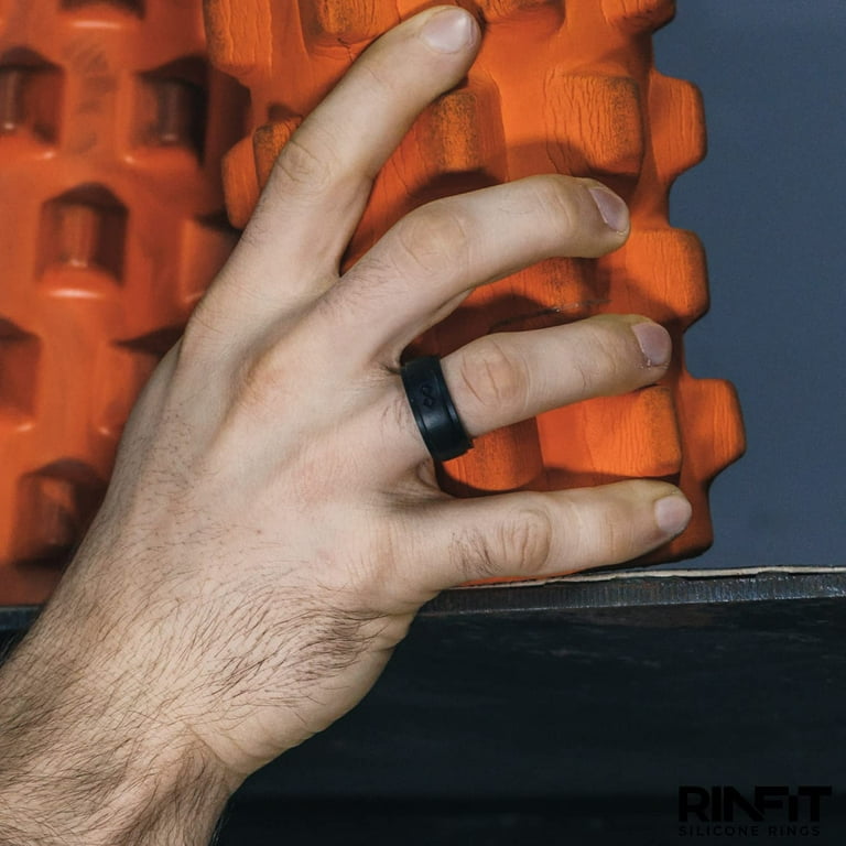 Men's orange silicone wedding deals band