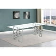 thumbnail image 2 of 94" Glass Dining Table with Clear Tempered Glass Top and Silver Stainless Steel, 2 of 3