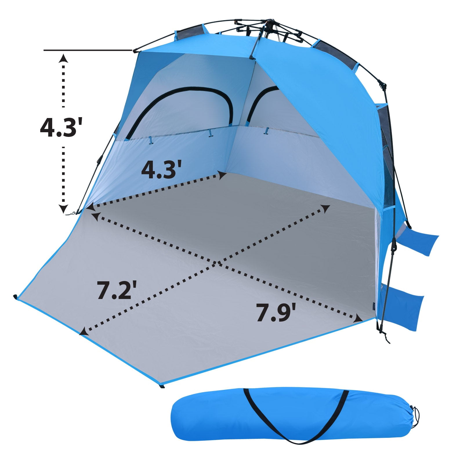SUNRISEUMBRELLA Outdoor Easy Up Beach Tent Instant Canopy Automatic Camping UV Sun Shelter Relax