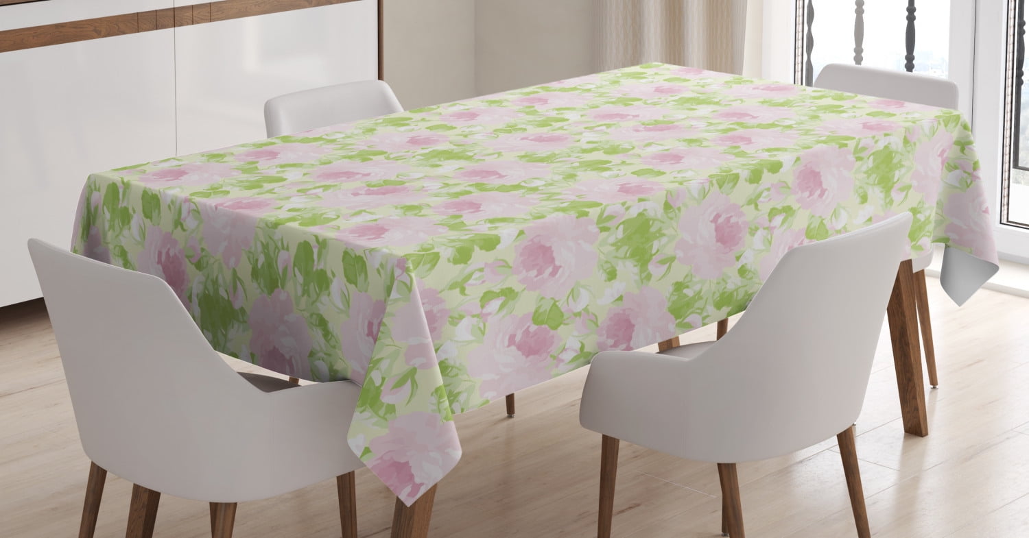Shabby Chic Decor Tablecloth, Classical Spring Yard Florescence Pastel