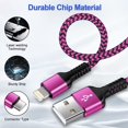 thumbnail image 3 of HAOANO 2Pack iPhone Charger Cable10FT,Nylon Braided Phone Charger Cord 10ft 3A Fast Charging Cable Compatible with iPhone 14/13/12/11 Xs,Pink, 3 of 8
