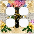 thumbnail image 3 of Metal Light Switch Plate Cover Unique Colorful Floral Bee Yellow Mandala BUT029, 3 of 13
