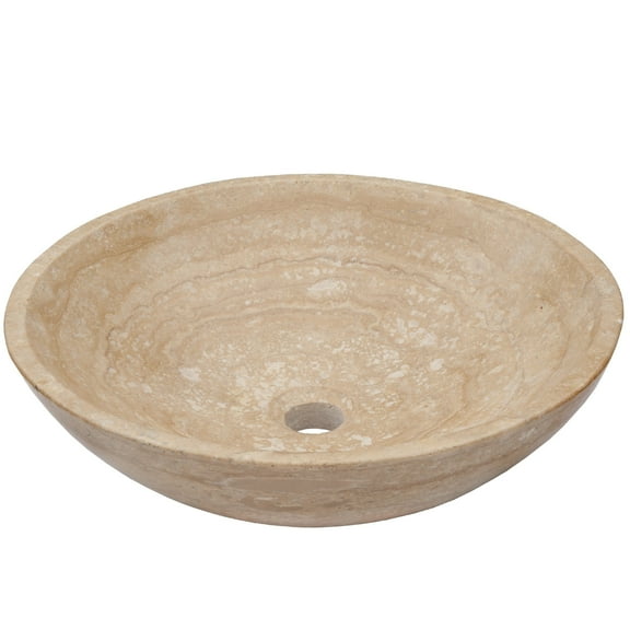 Novatto NOSV-BT Beige Travertine Natural Stone Vessel Sink, 17-Inch Diameter