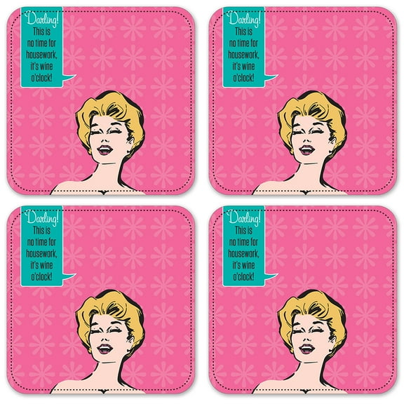 Vinyl Drink Coasters - Set of 4 - Wine O'clock