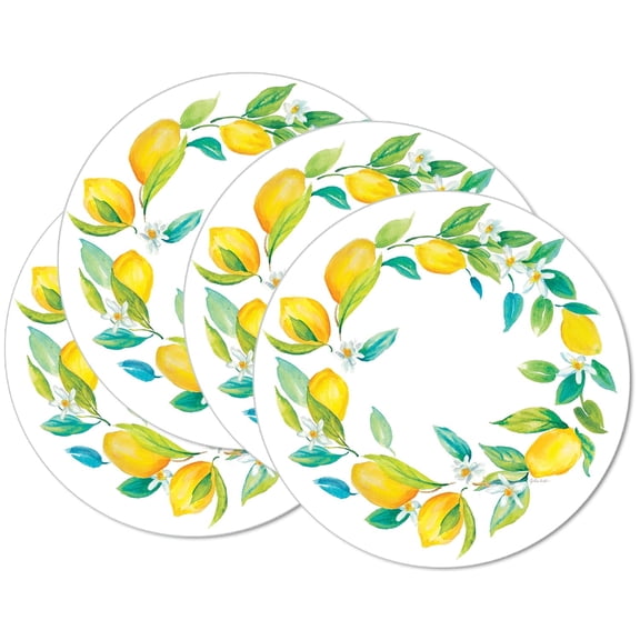 CounterArt "Lovely Lemons" 4 Pack Round Reversible Tabletop Placemats