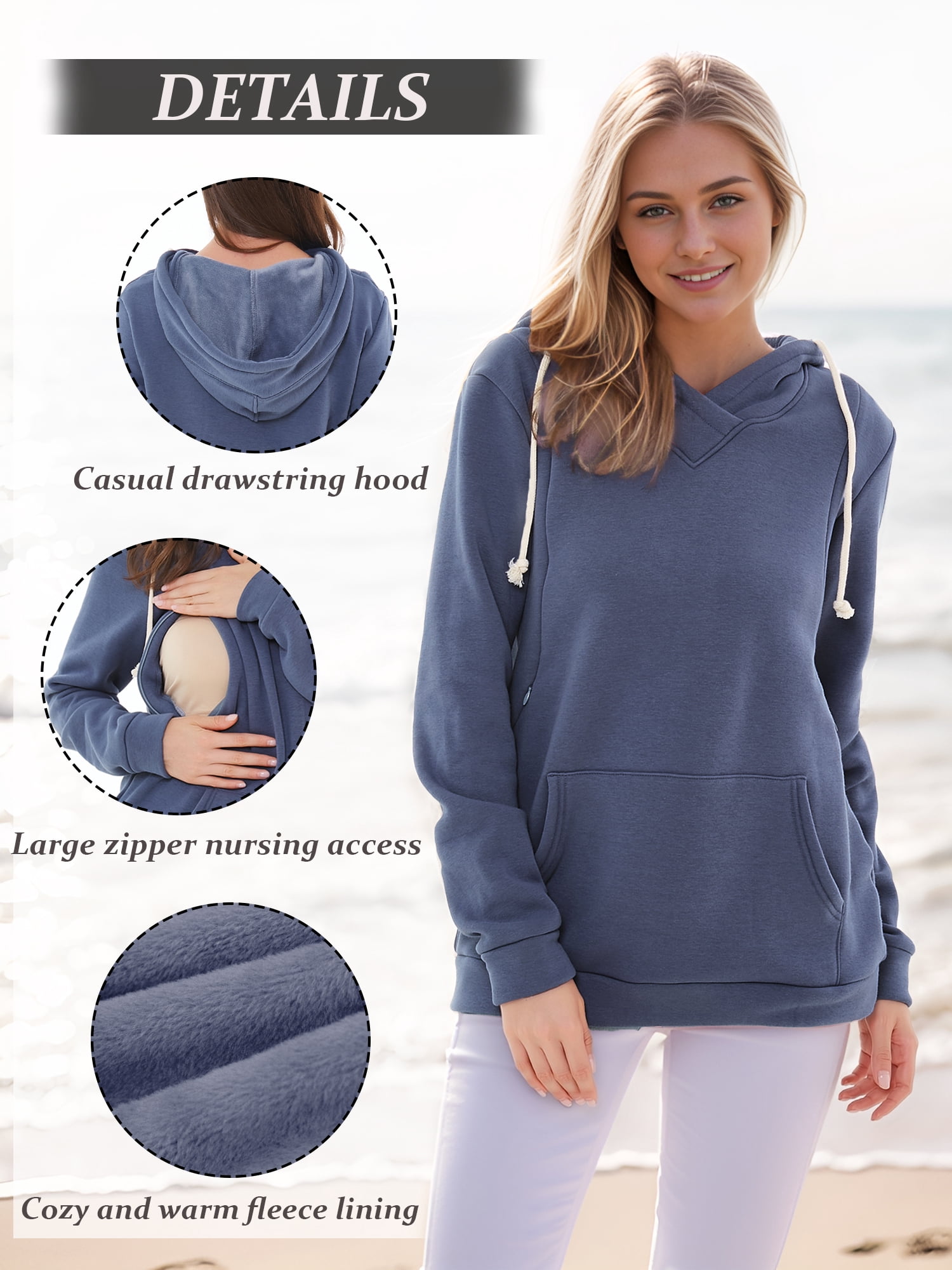 Women's Maternity Nursing Tops Hoodie Fleece Breastfeeding Shirts Clothes