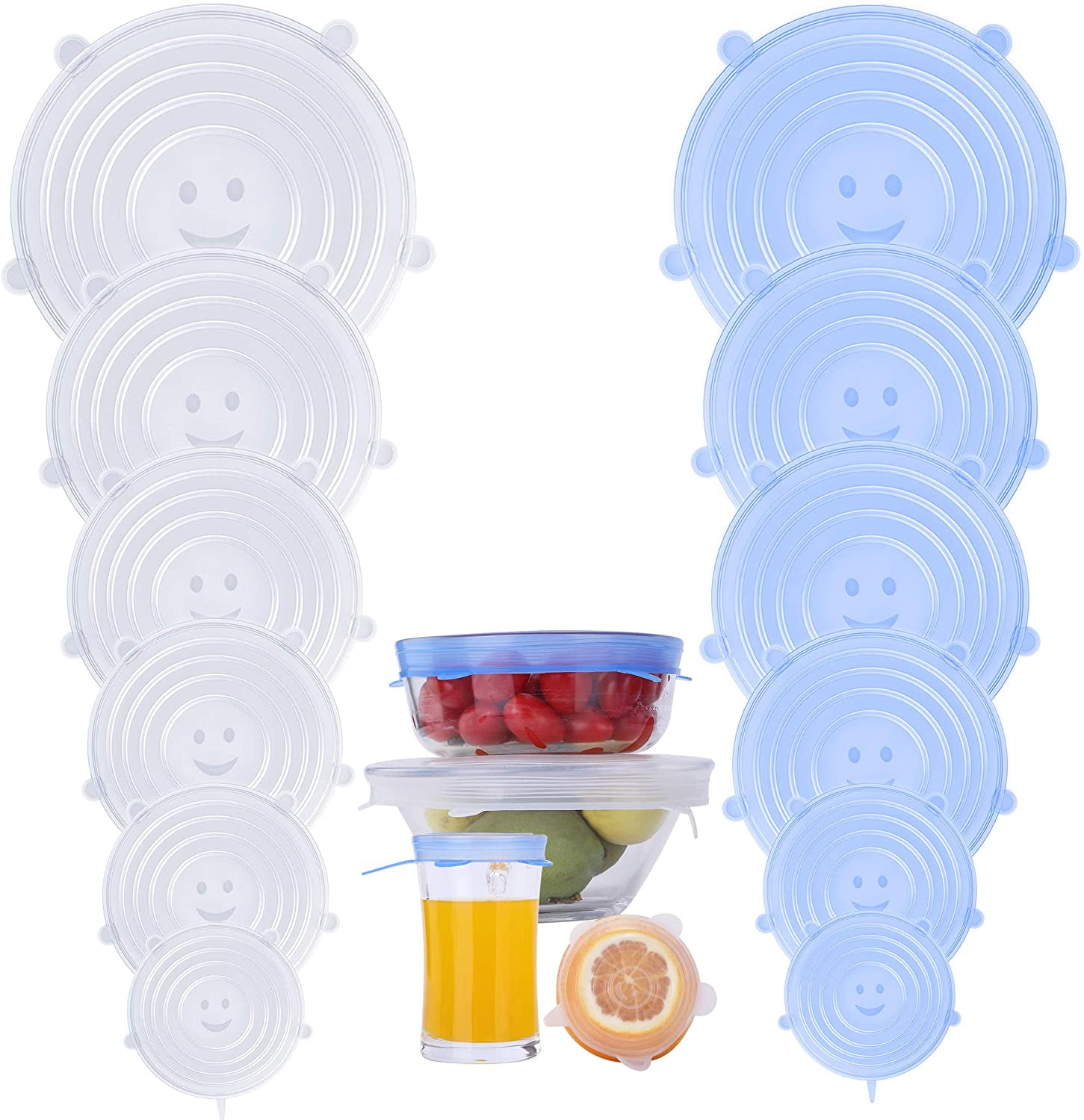 Kepooman Kitchen Silicone Reusable Stretch Lids Bowl Covers for Food Container, Set of 6, White Kepooman Kitchen Silicone Reusable Stretch Lids Bowl Covers for Food Container, Set of 6, White
