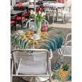 thumbnail image 6 of Outdoor Tablecloth with Umbrella Hole Zipper Summer Pineapple Round Tablecloth 60" Waterproof Outside Table Cloth Brown Wood Tropical Palm Monstera Leaves Patio Table Cover Tablecloths for Picnic, 6 of 8
