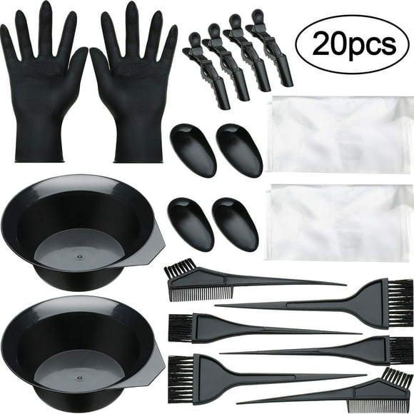 20PCS Hair Dye Coloring Kit, Hair Dye Color Brush and Bowl Set, Hair Tinting Bowl, Dye Brush, Ear Cover, Cape, Gloves for DIY Salon Hair Coloring Bleaching Hair Dryers Hair Dye Tools
