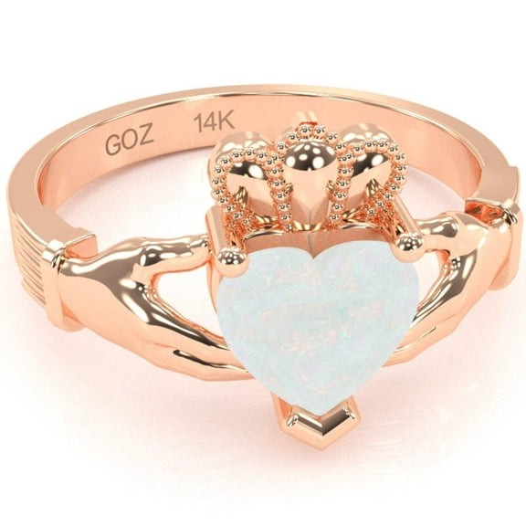 Claddagh Opal Ring In Solid 14k Rose Gold