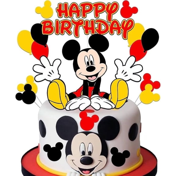 15pcs Cartoon Birthday Decorations with 13pcs Cupcake Toppers, 2pcs big Cake Topper for Cartoon Birthday Party Supplie