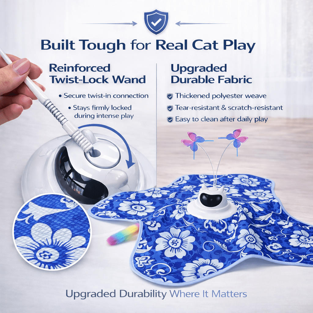 BONROB Interactive Cat Toy for Indoor Cats, Motion Activated Hide and Seek Toy with Spinning Butterfly and Plush Tail, Usb Rechargeable