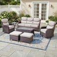 thumbnail image 2 of Bellefurn 7 Pieces Luxury Patio Furniture Sets Outdoor Conversation Sets with Swivel Rocker Chairs with 6" Thick Cushion,Sofa,Side Table and Ottomans,for Porch Deck Backyard Poolside, 2 of 13