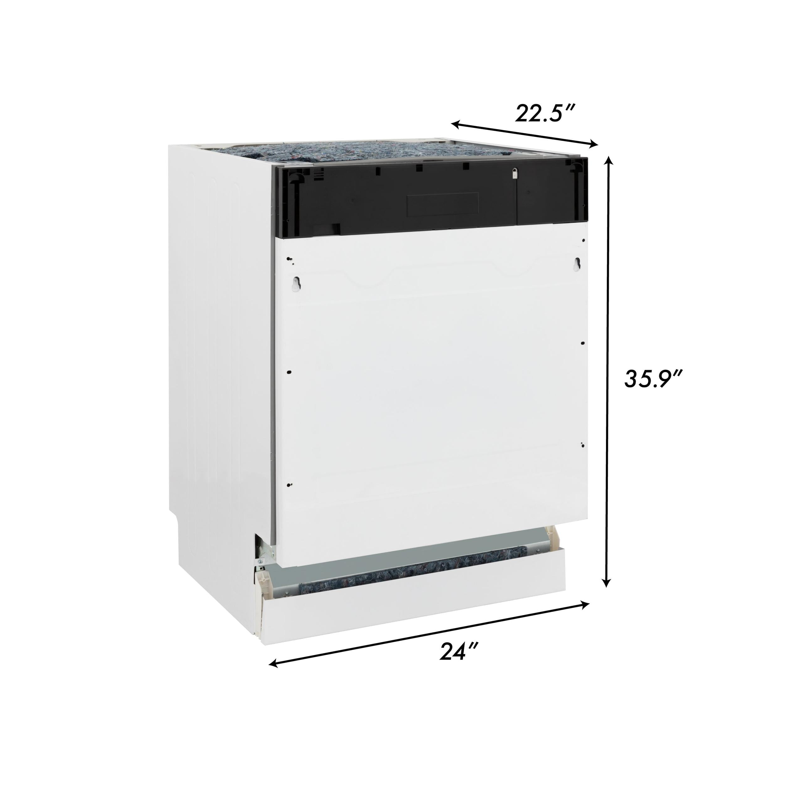 ZLINE 24" Tallac Series 3rd Rack Tall Tub Dishwasher in Black Stainless Steel with Stainless Steel Tub, 51dBa (DWV-BS-24)