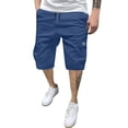thumbnail image 5 of Nestiefly Men's Casual Cotton Twill Cargo Shorts Classic Chino Stretch Waist Drawstring Outdoor Work Shorts with 6 Pockets Blue 2XL, 5 of 5