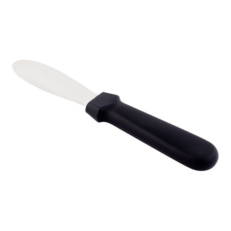 Choice 3 1/2 Smooth Stainless Steel Sandwich Spreader with Black  Polypropylene Handle