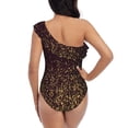 thumbnail image 5 of Gukieu Gold sparklin Print One-shoulder Ruffled One-piece Swimsuit with Removable Chest Pads and Tummy-control Swimsuit for Women-Medium, 5 of 6