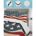 thumbnail image 4 of Quilts Full Size, Vintage American Flag Soft Comforter Bedding Set for Bed, Blue Red White Star US Flag Lightweight Quilted Bedspread with Pillow Cover(2 Pieces) for All Season, 78x90 Inch, 4 of 6