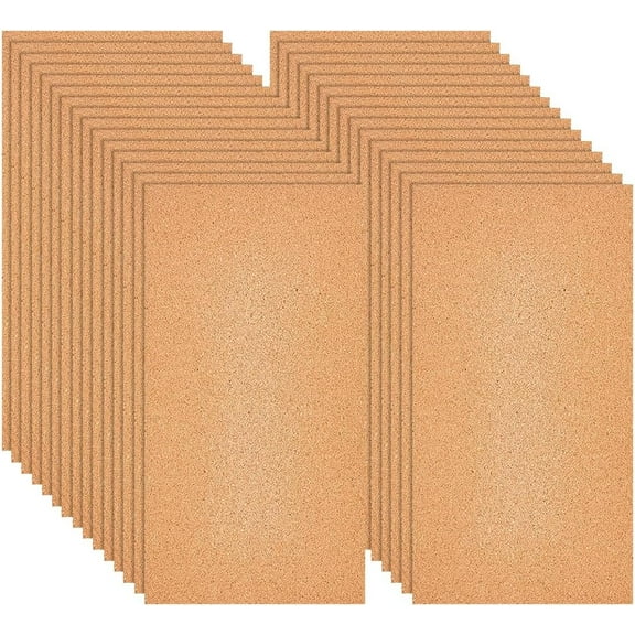 30 Sheets Cork Board for Walls 305x155mm/12x6 Inch Rectangle Cork Sheet for Bulletin Boards 1mm Thick Corkboard for Coaster Placemat Kitchen Dining Hall DIY Crafts Supplies