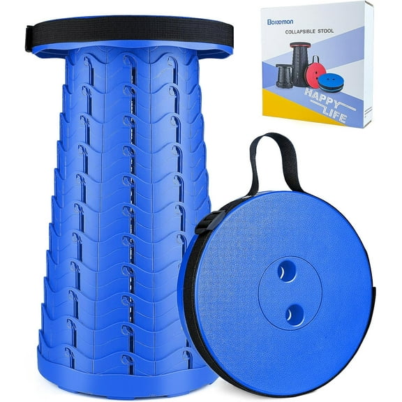 Boreeman Upgraded Folding Stool Lightweight Yet More Sturdy with Load Capacity 400lbs Portable Collapsible Stool for Camping Fishing Hiking BBQ (Black)