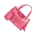 thumbnail image 3 of stanreset Sac de Transport pour Animaux de Compagnie en PU Mode Respirant pour Chien Chaton de Voyage Extérieur avec Sac à Main Sangle Réglable Fournitures pour Animaux Rose Rouge P, 3 of 9