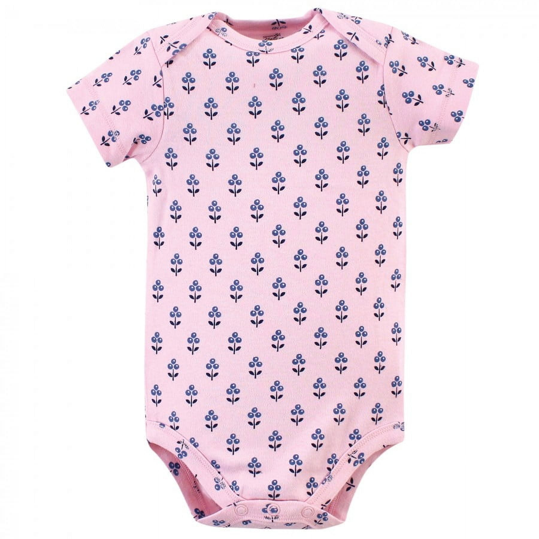 Touched by Nature Baby Girl Organic Cotton Bodysuits 5pk, Blossoms, 0-3 Months