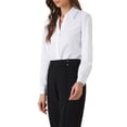 thumbnail image 4 of Camisa de leotardo INSPIRE CHIC para mujer, con cuello, de manga larga, bodysuit de trabajo, talla XL, blanca, 4 of 6