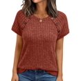 thumbnail image 2 of Women'S Short Sleeve Shirts Business Casual Blouses Dressy Work Tunic Top Sweaters Fashion Clothes Caramel Color M, 2 of 7