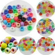 EOEMY 200 Mixed Color Acrylic Barrel Pony Beads 9X6mm Various Style Kids Craft Kandi-49# Mixed Pastel Color