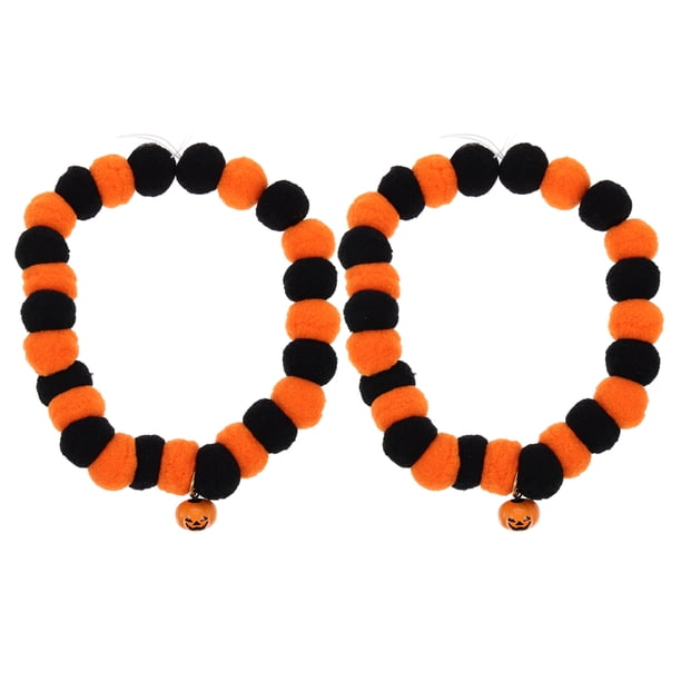 Collar de gato con temática de Halloween, diseño de campana, Collar de gato de calabaza, decoración del cuello para mascota, 2 uds.
