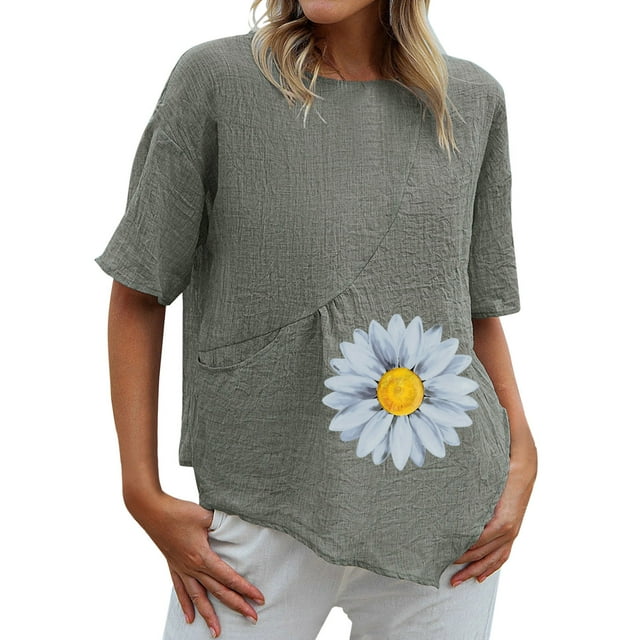 Birdeem Mode Femmes Été Décontracté Manches Courtes Col Rond Blouse Imprimée T-Shirt