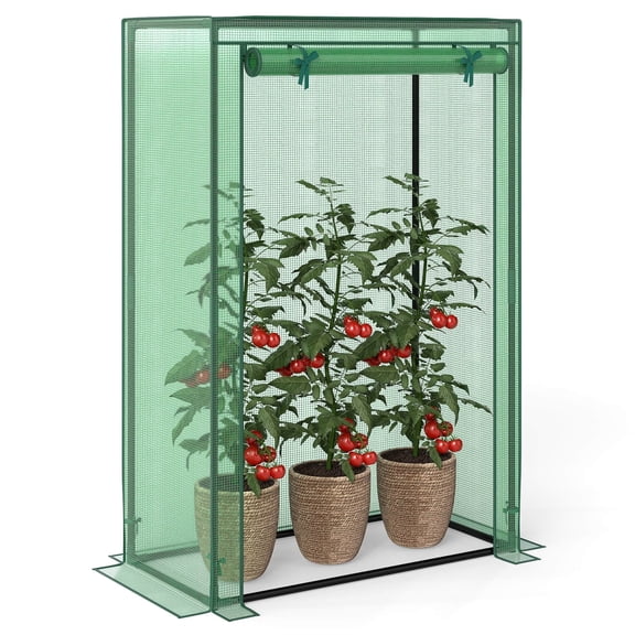 Costway 39” x 20” x 59” Portable Mini Greenhouse with Roll-Up Zippered Door, Indoor Outdoor Green