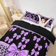 thumbnail image 3 of spefrowx Glitter Leopard Print Bow Twin Duvet Cover for Teens, Purple Princess Ribbon Twin Bedding, Black Reversible, 2pcs, 1 Duvet Cover and 1 Pillowcase, 3 of 6