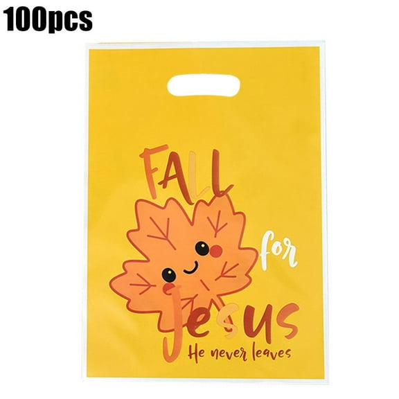 Fall for Treat Bags with Handles, Religious Autumn Maple Leaf Thanksgiving Gift Bags, Christian Gift Bags, Autumn Treat Gift Bags for Sunday School
