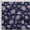 thumbnail image 4 of Soimoi Floral Vintage Printed, Japan Crepe SatinFabric, By The Yard 54 Inch Wide, Decorative Sewing Fabric For Dresses, Kimonos, Gowns, Blue, 4 of 5