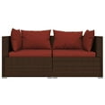 thumbnail image 2 of vidaXL 3 Piece Garden Lounge Set with Cushions Brown Poly Rattan, 2 of 4