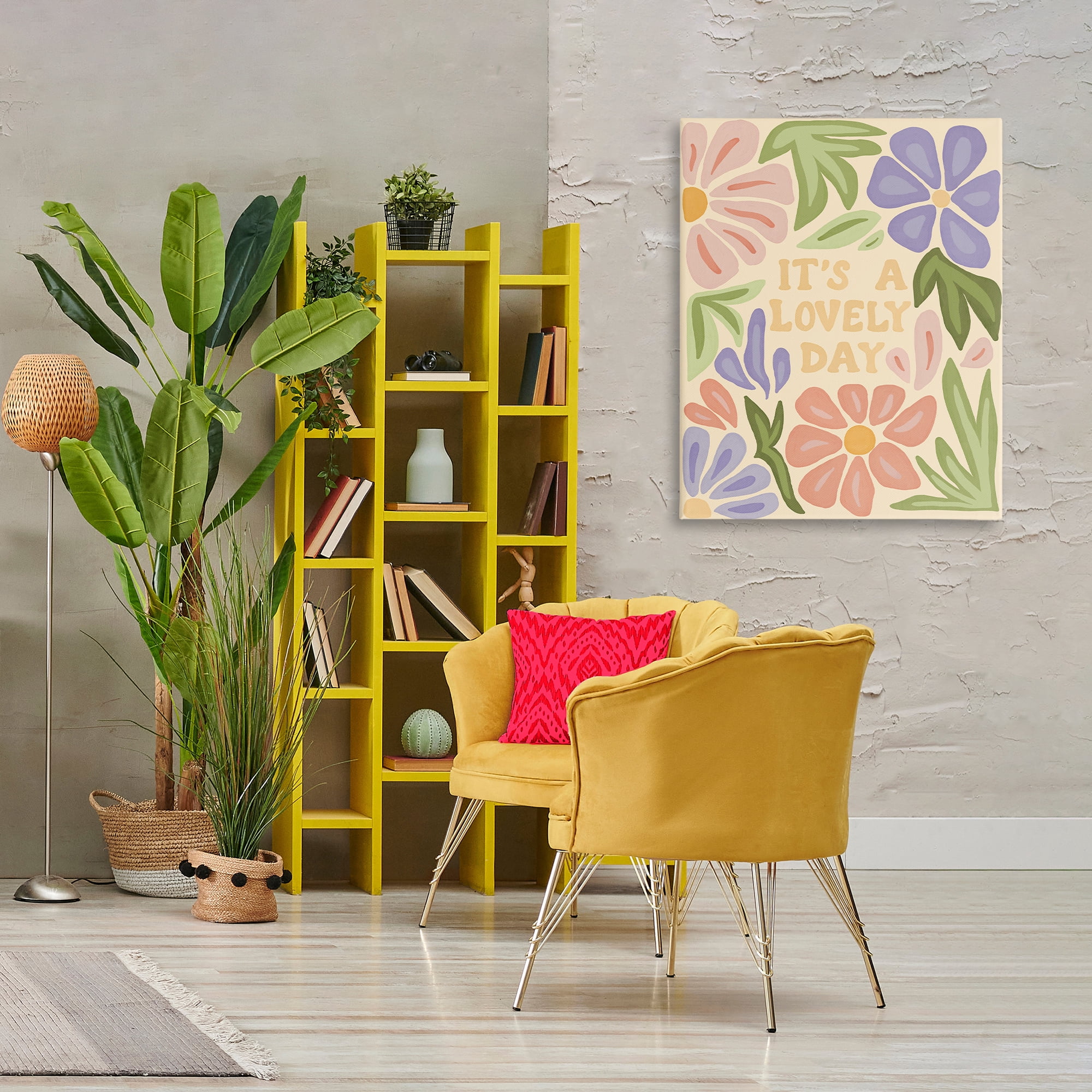 Stupell Industries Lovely Day with Florals Plants & Flowers Painting Wrapped Canvas Art Print Wall Art, 30 x 40