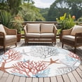 thumbnail image 4 of Summer Orange Red Coral Round Area Rug 7Ft Washable Circle Rugs for Dorm Laundry Room, Coastal Starfish Ocean Nautical Non-Slip Carpet Floor Mats Indoor Outdoor Carpet Runner Aesthetic Home Decor, 4 of 8