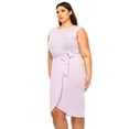 thumbnail image 5 of MOA Collection Women's Plus Size Sleeveless Sheath Dress Knife PleatsTulip Skirt Front Sash Detail, 5 of 6