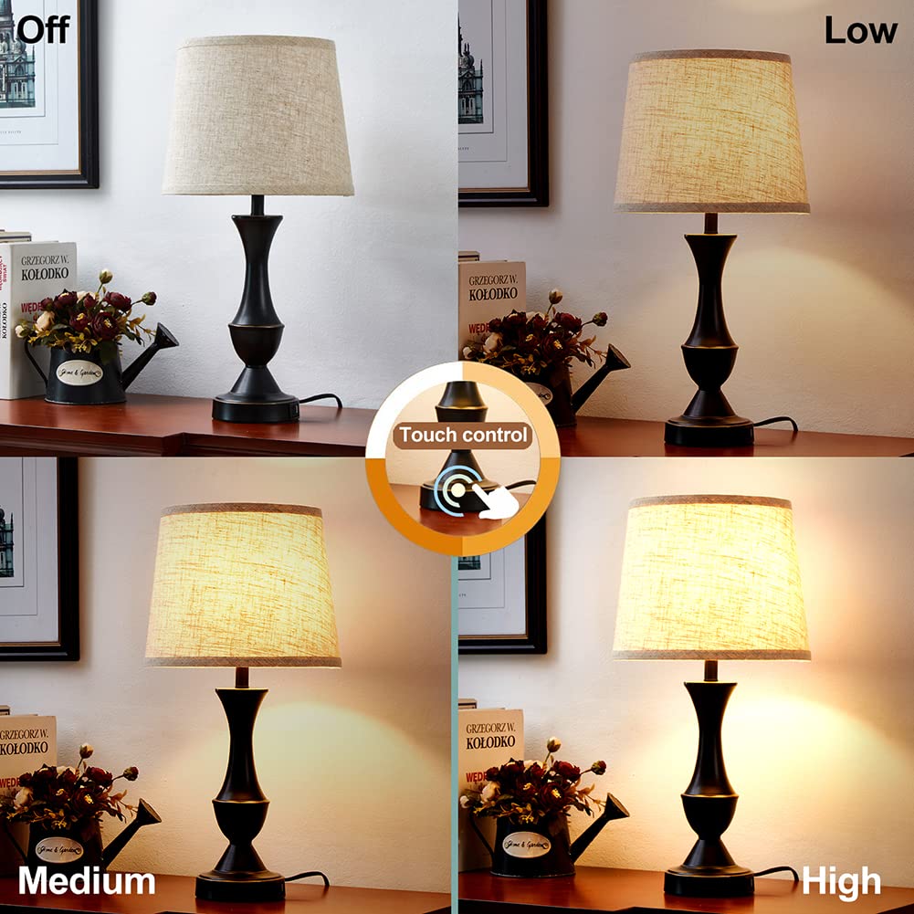 NATYSWAN 22" Touch Table Lamps Set of 2, Bedside Lamps with USB Ports photo 2