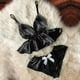 thumbnail image 1 of ICHUANYI Clearance Women V-Neck Eyelash Lace Sexy Stain Camisole Pajamas Bowknot Shorts Set(Black, S) Ichuanyi Ichuanyi, 1 of 3