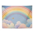 thumbnail image 5 of ERAPDAUR  Cartoon Rainbow Tapestry Wall Hanging for Kids Room, Pink Sky Clouds Stars Tapestry Ceiling Decor for Bedroom Living Room 50x40inch, 5 of 6